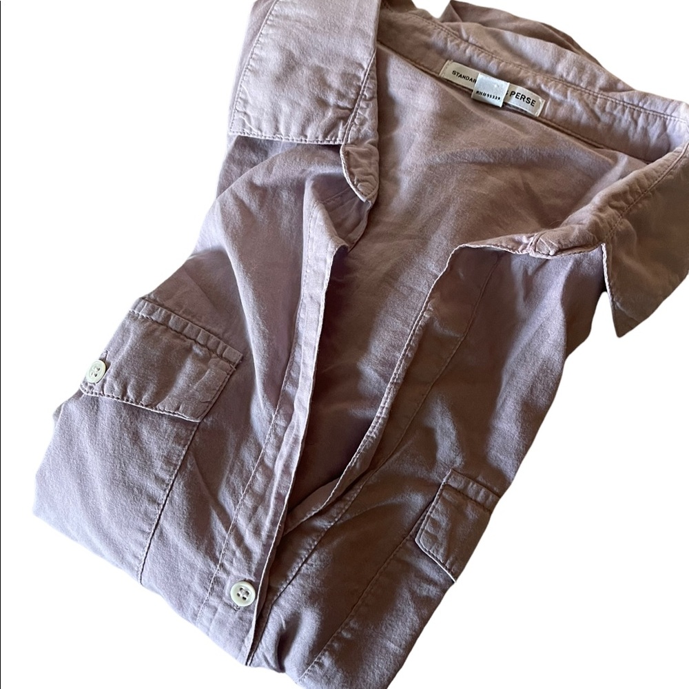 Standard James Perse Contrast Panel Blouse Light Purple